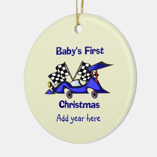 Babys First Kerstracecar Keramisch Ornament (Links)