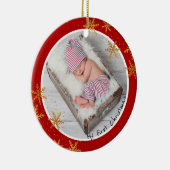 Babys First Kerstroodbruinschilfers Foto Keramisch Ornament (Rechts)