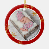 Babys First Kerstroodbruinschilfers Foto Keramisch Ornament (Voorkant)