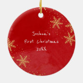 Babys First Kerstroodbruinschilfers Foto Keramisch Ornament (Achterkant)