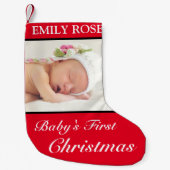 Baby's First Kerstroodzwarte foto Kerstmis Kleine Kerstsok (Voorkant)