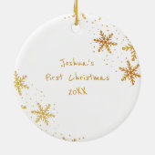Babys First KerstWhite Gold Snowflakes Foto Keramisch Ornament (Achterkant)