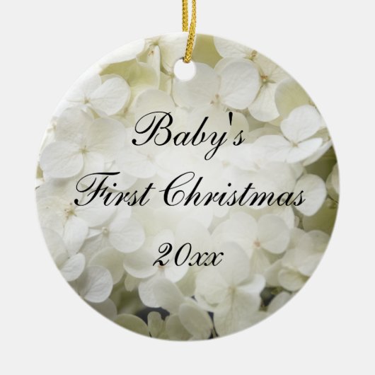 Baby's First KerstWhite Hydrangea Keramisch Ornament (Voorkant)