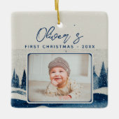 Baby's First Kerstwinter Forest Foto Keramisch Ornament (Voorkant)