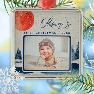 Baby's First Kerstwinter Forest Foto Metalen Ornament
