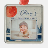 Baby's First Kerstwinter Forest Foto Metalen Ornament (Voorkant)