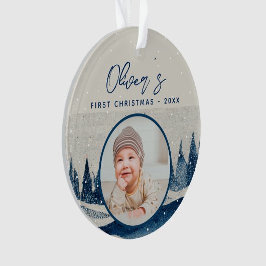 Baby's First Kerstwinter Forest Foto Ornament (voorkant)