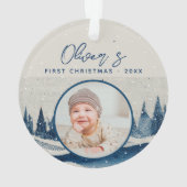Baby's First Kerstwinter Forest Foto Ornament (achterkant)