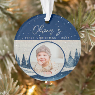 Baby's First Kerstwinter Forest Foto Ornament