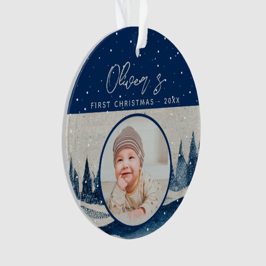 Baby's First Kerstwinter Forest Foto Ornament (voorkant)