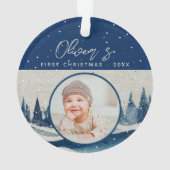 Baby's First Kerstwinter Forest Foto Ornament (achterkant)