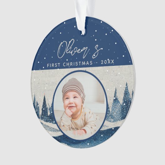 Baby's First Kerstwinter Forest Foto Ornament (voorkant)