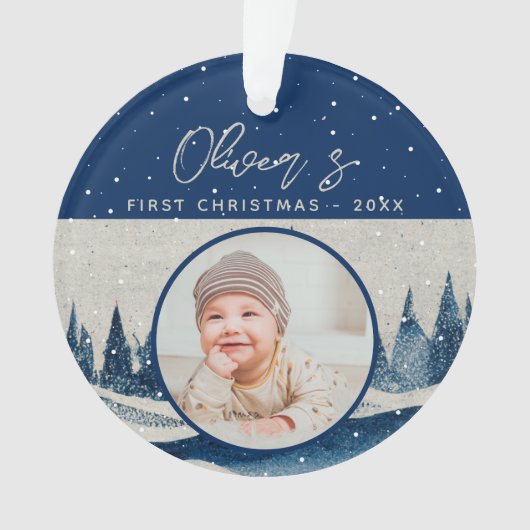Baby's First Kerstwinter Forest Foto Ornament (voorkant)