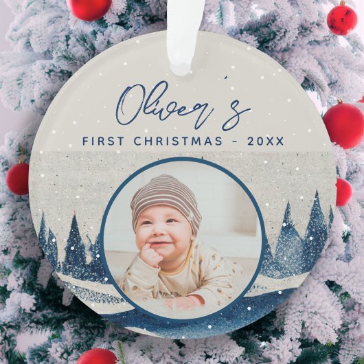 Baby's First Kerstwinter Forest Foto Ornament