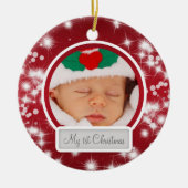 Baby's First Kerstwinter Sparkle Red Keramisch Ornament (Voorkant)