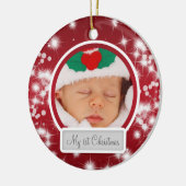 Baby's First Kerstwinter Sparkle Red Keramisch Ornament (Links)