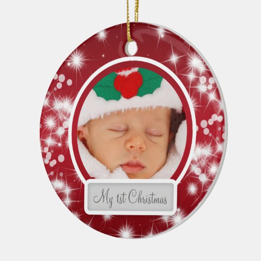 Baby's First Kerstwinter Sparkle Red Keramisch Ornament (Links)
