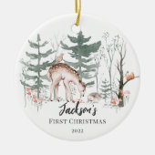 Baby's First KerstWoodland 2 Sided Photo Keramisch Ornament (Voorkant)