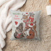 Baby's First KerstWoodland Animal Deer Custom Kussen (Deken)