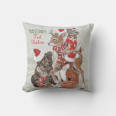 Baby's First KerstWoodland Animal Deer Custom Kussen (Voorkant)