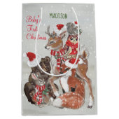 Baby's First KerstWoodland Animals Deer Bunny Medium Cadeauzakje (Voorkant)