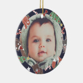 Baby's First KerstWoodland Animals Foto Keramisch Ornament (Rechts)