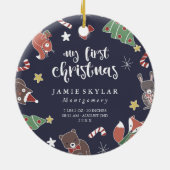 Baby's First KerstWoodland Animals Foto Keramisch Ornament (Achterkant)