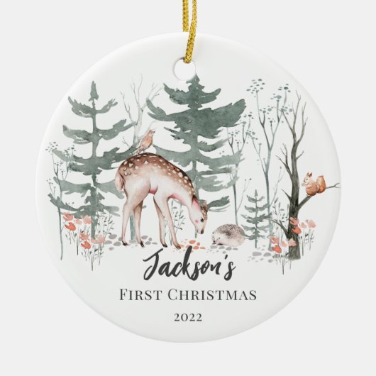 Baby's First KerstWoodland Keramisch Ornament (Voorkant)