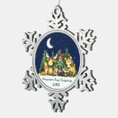 Baby's First Kerstwoud Animals Green Bow Tin Sneeuwvlok Ornament (Rechts)