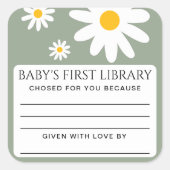 Baby's first Library Baby Shower  Vierkante Sticker (Voorkant)