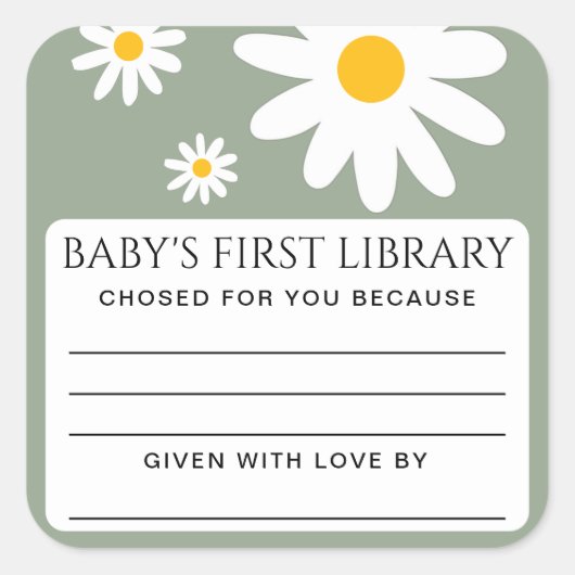 Baby's first Library Baby Shower  Vierkante Sticker (Voorkant)