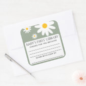 Baby's first Library Baby Shower  Vierkante Sticker (Envelop)
