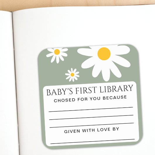 Baby's first Library Baby Shower  Vierkante Sticker