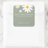 Baby's first Library Baby Shower  Vierkante Sticker (Tas)