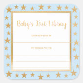 Baby's First Library-boekenplaat, blauwe gouden st Vierkante Sticker (Voorkant)