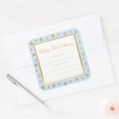 Baby's First Library-boekenplaat, blauwe gouden st Vierkante Sticker (Envelop)