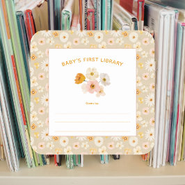 Baby's First Library perst bloemen Vierkante Sticker
