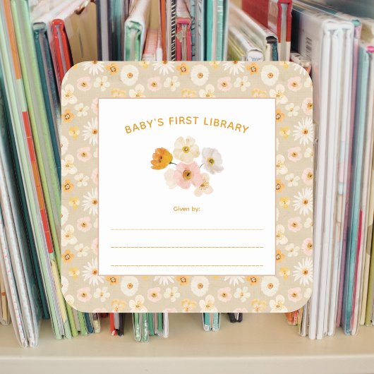 Baby's First Library perst bloemen Vierkante Sticker