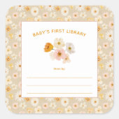 Baby's First Library perst bloemen Vierkante Sticker (Voorkant)