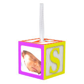 Babys First Photo Cube Ornament (Achter hoekig)