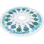 Baby's First Retro Santa Owls JOUW NAAM Tree Skirt Kerstboom Rok (Gekanteld)
