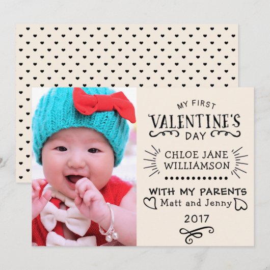 Baby's First Valentijn Retro-fotokaart Feestdagenkaart (Voorkant / Achterkant)