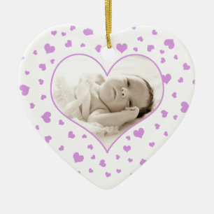 Baby's First Valentijnsdag Photo Ornament Paars