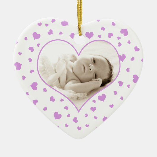 Baby's First Valentijnsdag Photo Ornament Paars (Voorkant)