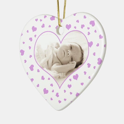 Baby's First Valentijnsdag Photo Ornament Paars (Links)