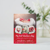 Baby's First Valentine's Day Red Hearts Your Photo Feestdagenkaart (Staand voorkant)