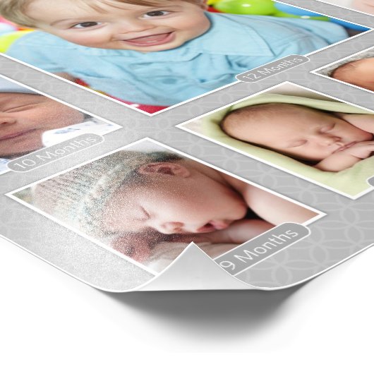 Babys First Year Gray Keepomwille Photo Collage Foto Afdruk (Hoek)