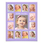 Babys First Year Paarse Keepomwille Photo Collage Foto Afdruk (Voorkant)