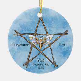 Baby's First Yule Moth and Pentagram Keramisch Ornament