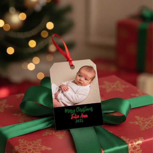 BABY'S Foto Eerste Kerstmis Personaliseer Cadeaulabel
